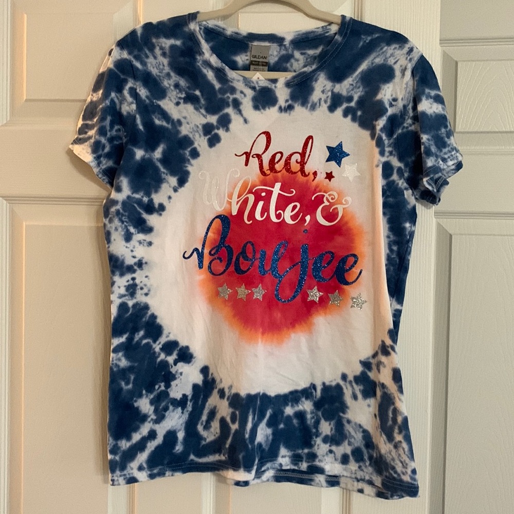 Red, White, & Boujee Handmade and tie-dyed shirt